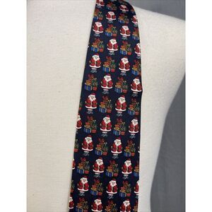 Windsor  Santa Christmas Silk Tie Mens 4x59 Black/Red Presents Holiday Party